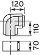 Bogen zur Luft- und Abgasführung, gefertigt aus PP, dargestellt mit genauen Maßeinheiten und einem klaren schematischen Design, verwendet häufig in Vaillant-Systemen.